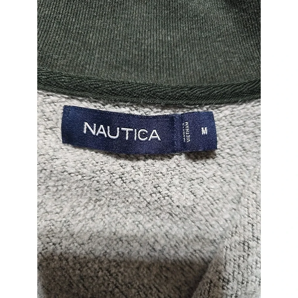 Nautica Mens Medium Green‎ 1/4 Zip Mock Neck Pullover Sweater Sweatshirt Preppy